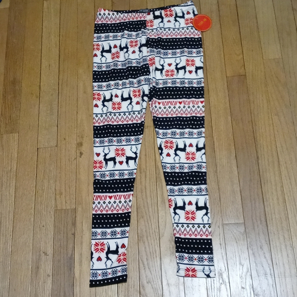 NWT CHRISTMAS LEGGINGS WOMENS M JUST-ONE BUTTERSOFT
